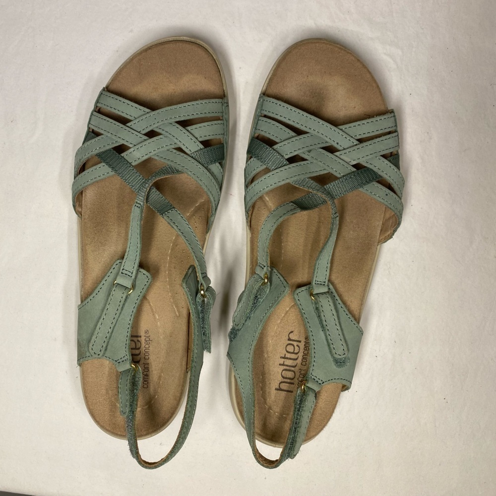 Hotter Comfort Concept Green Cross Strap Sandals